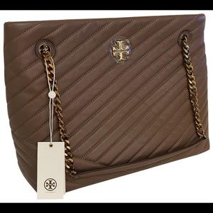 Tory Burch Kira Classic Tan Chevron Leather Tote